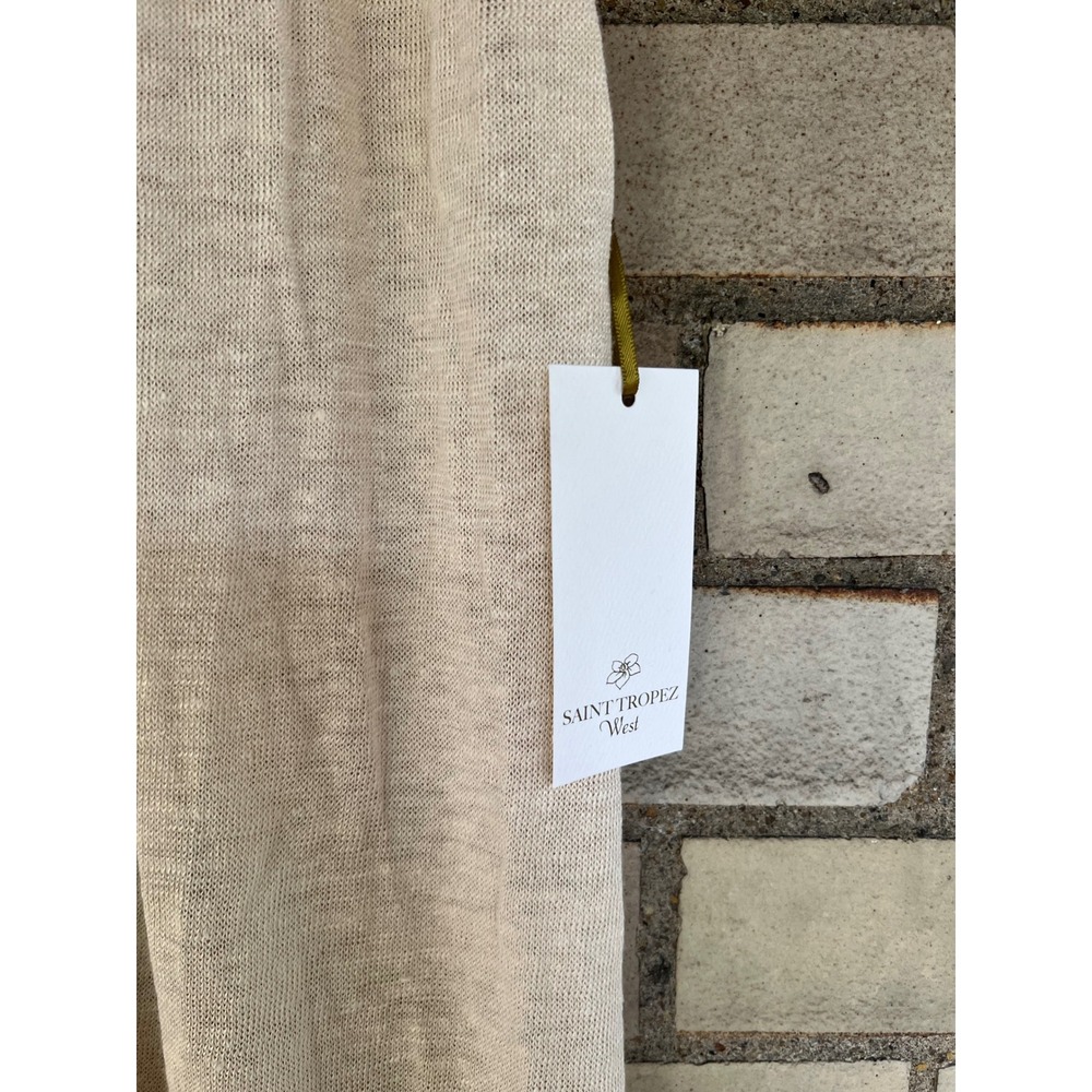 Saint Tropez West Cream 100% Linen Sleeveless Open Front Longline Vest Large NWT - Picture 2 of 6